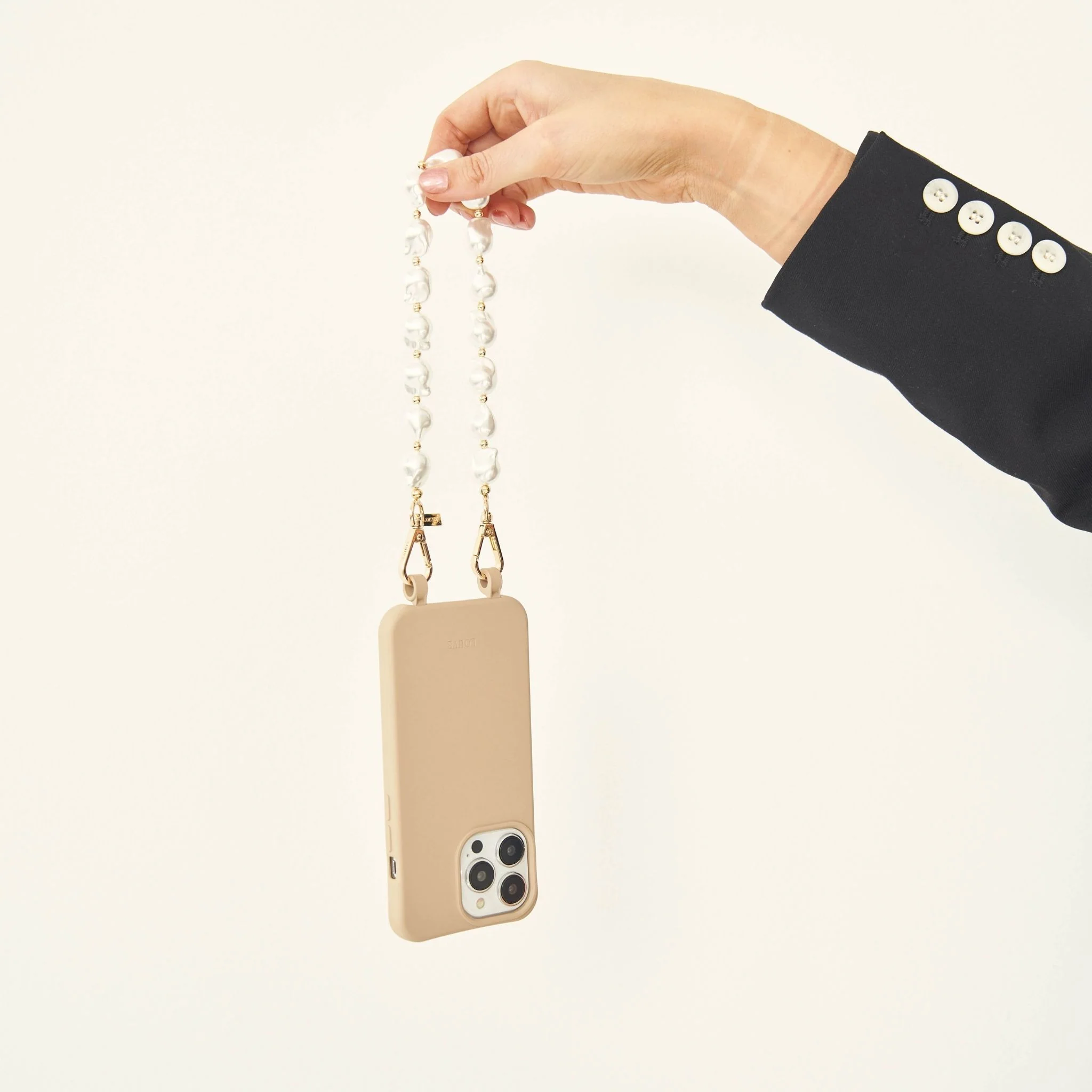 Beige Phone Case + Daisy Pearl Wristlet - Image 4