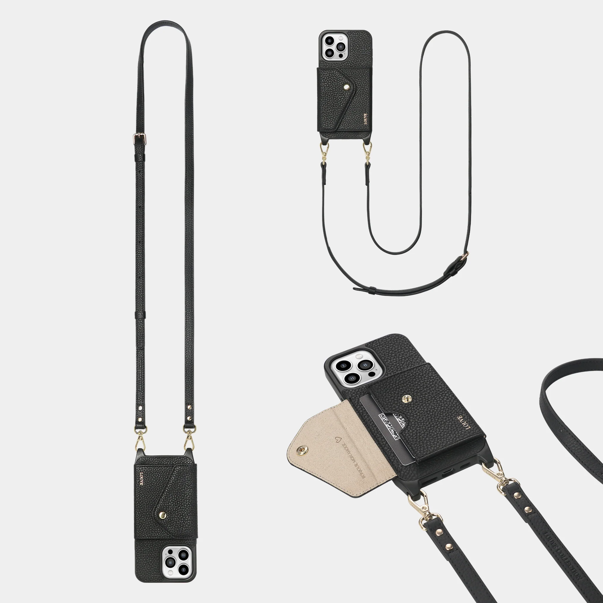 Zoe Leather Phone Case Wallet & Crossbody Strap - Image 10