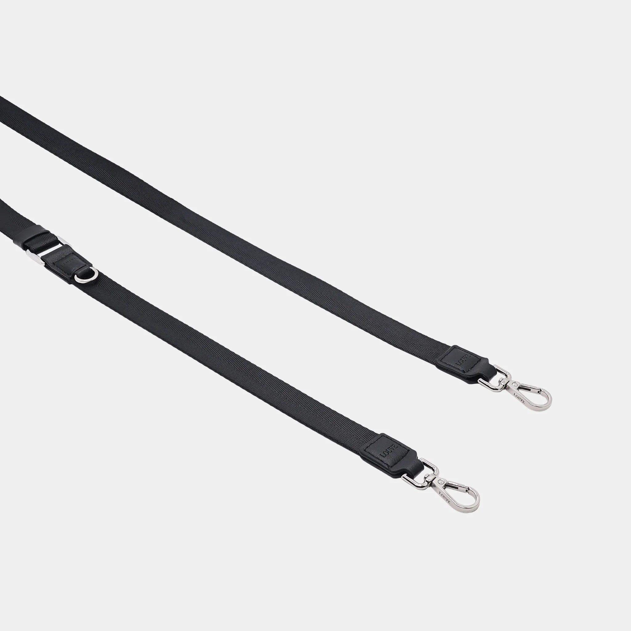 Vera Black Leather & Nylon Crossbody Phone Lanyard - Image 6