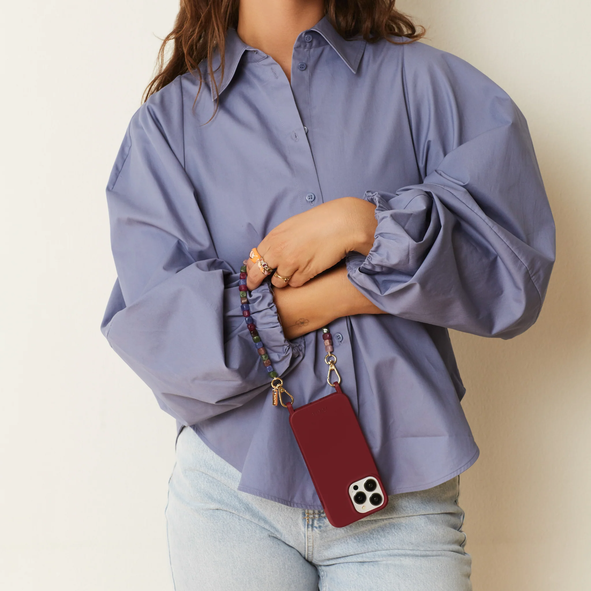 Burgundy Phone Case + Rainbow Wristlet - Image 5