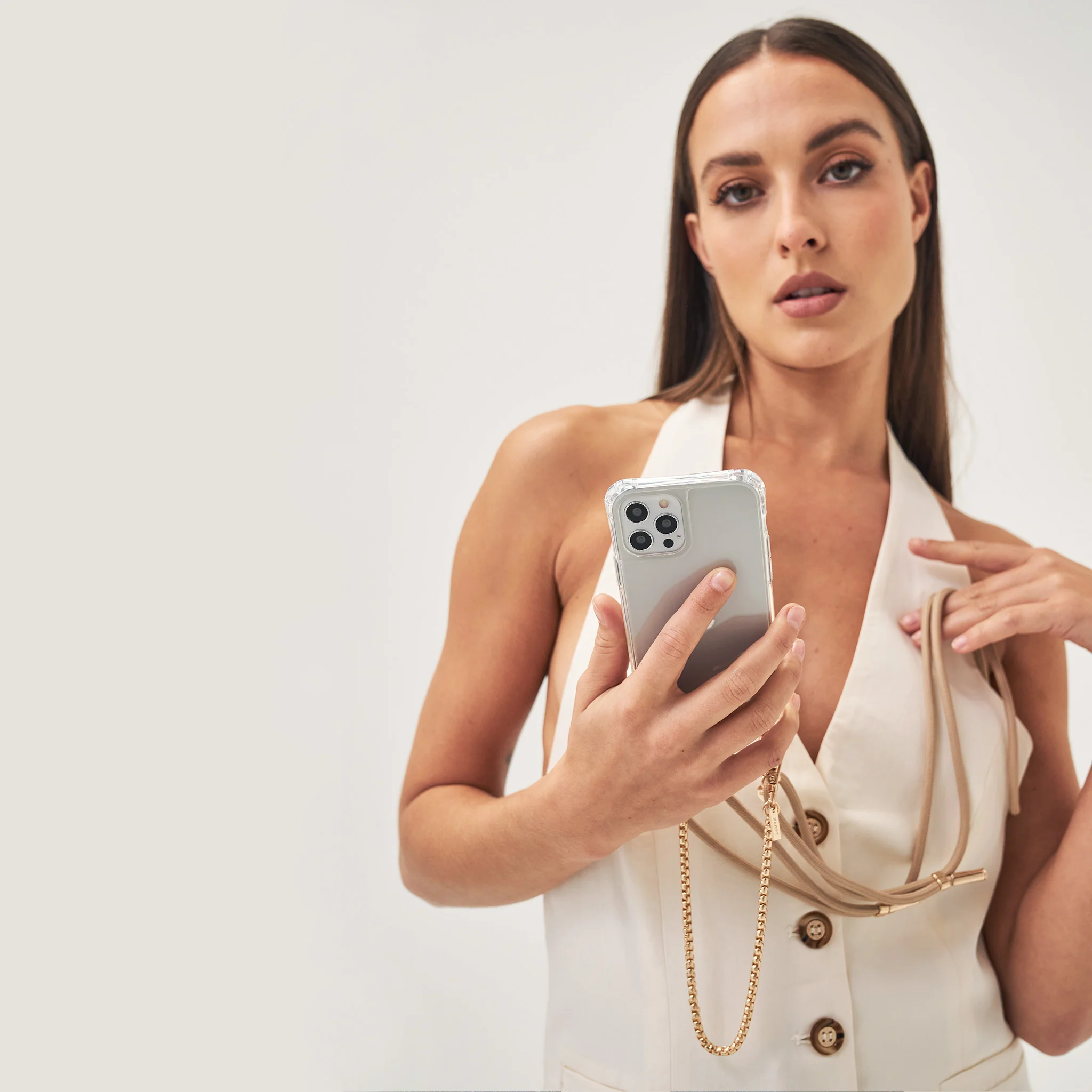 Clear Phone Case + Bisque Beige Strap - Image 4