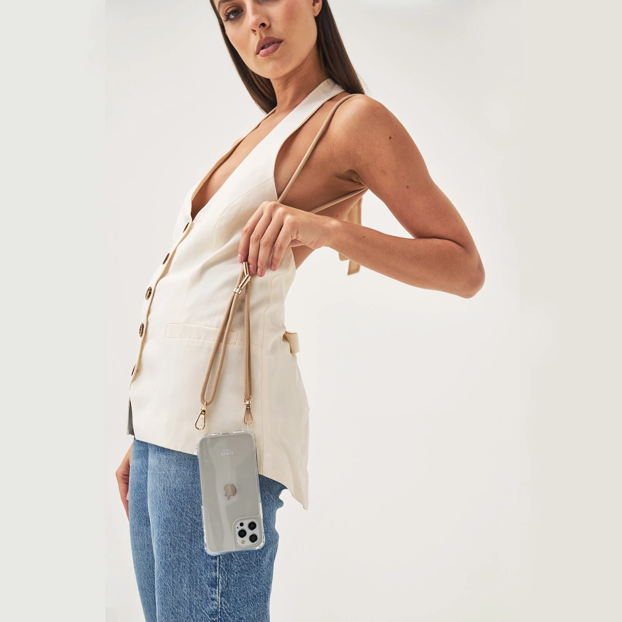 Clear Phone Case + Bisque Beige Strap - Image 5