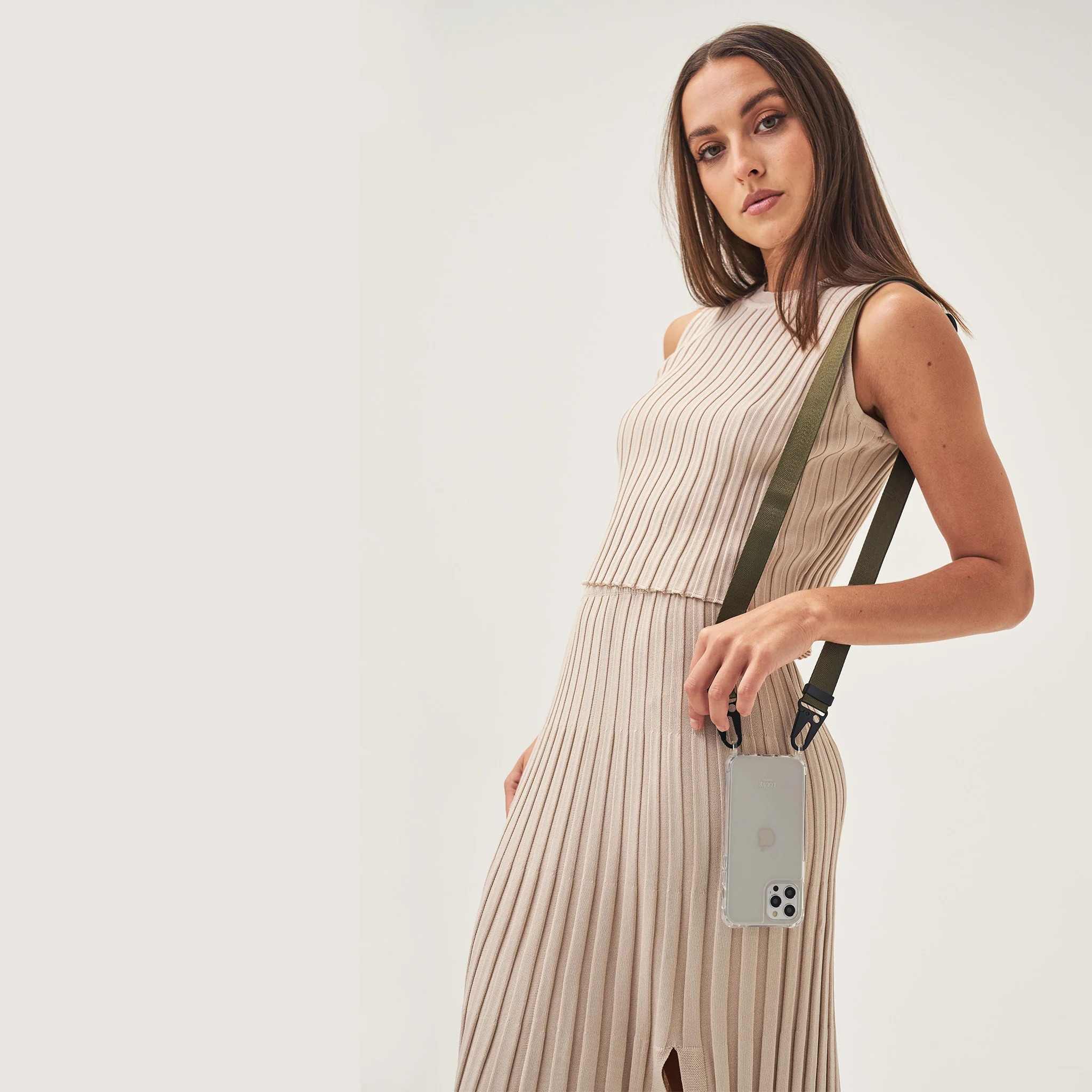 Clear Phone Case + Olive Crossbody Lanyard - Image 21