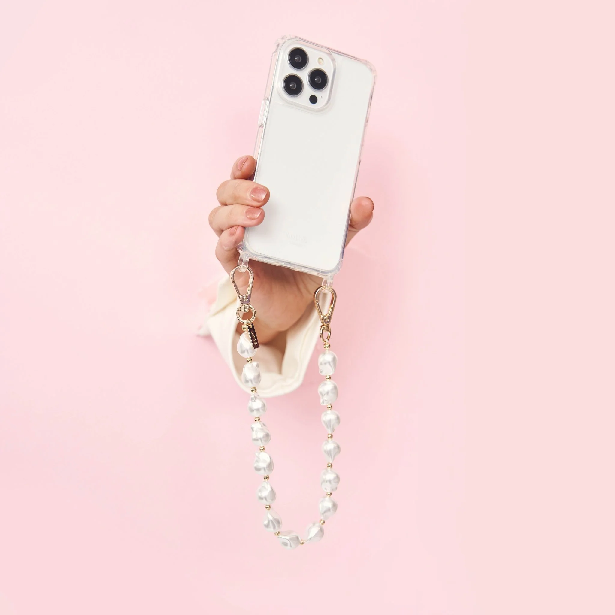 Clear Phone Case + Daisy Pearl Wristlet - Image 3