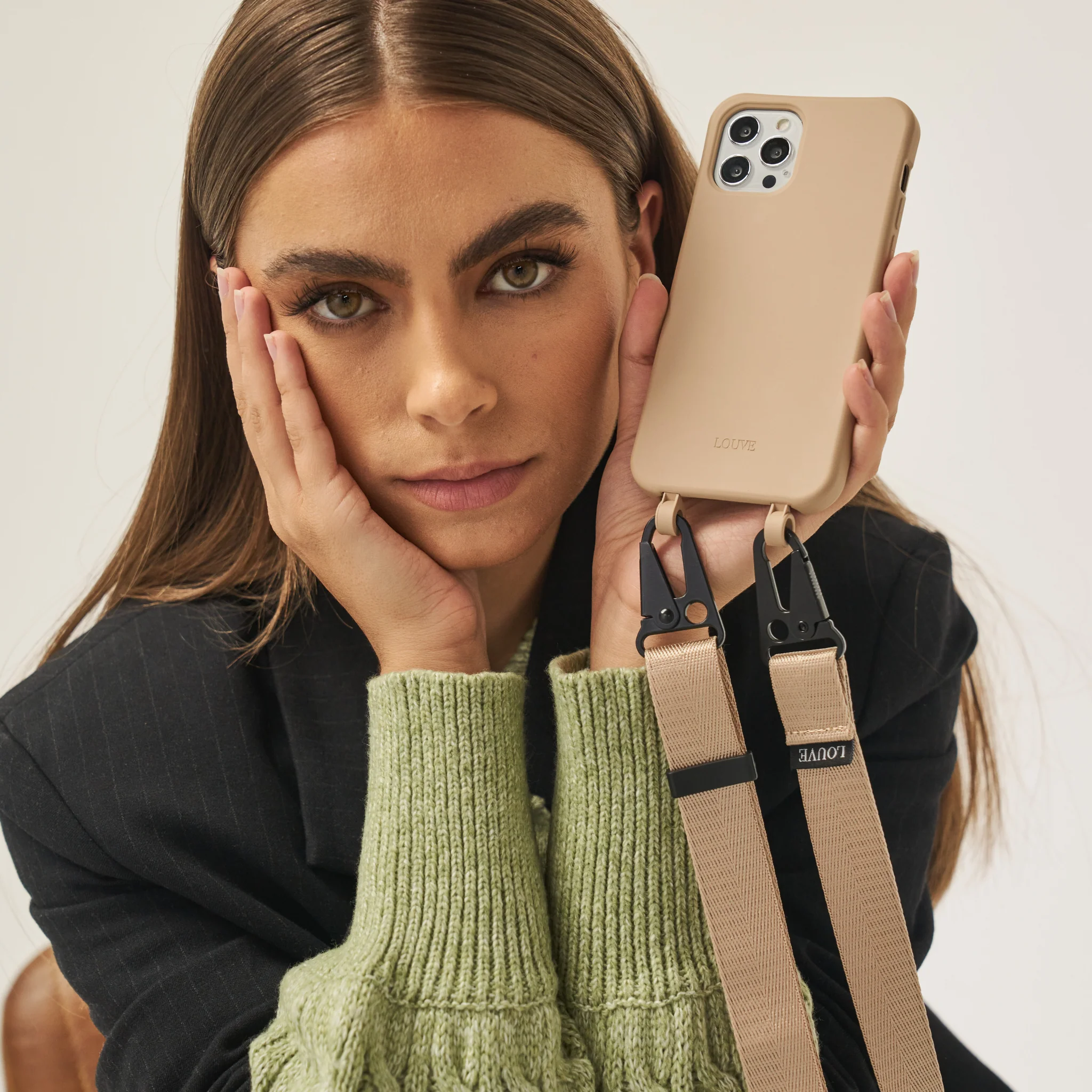 Beige Phone Case + Latte Crossbody Lanyard - Image 3