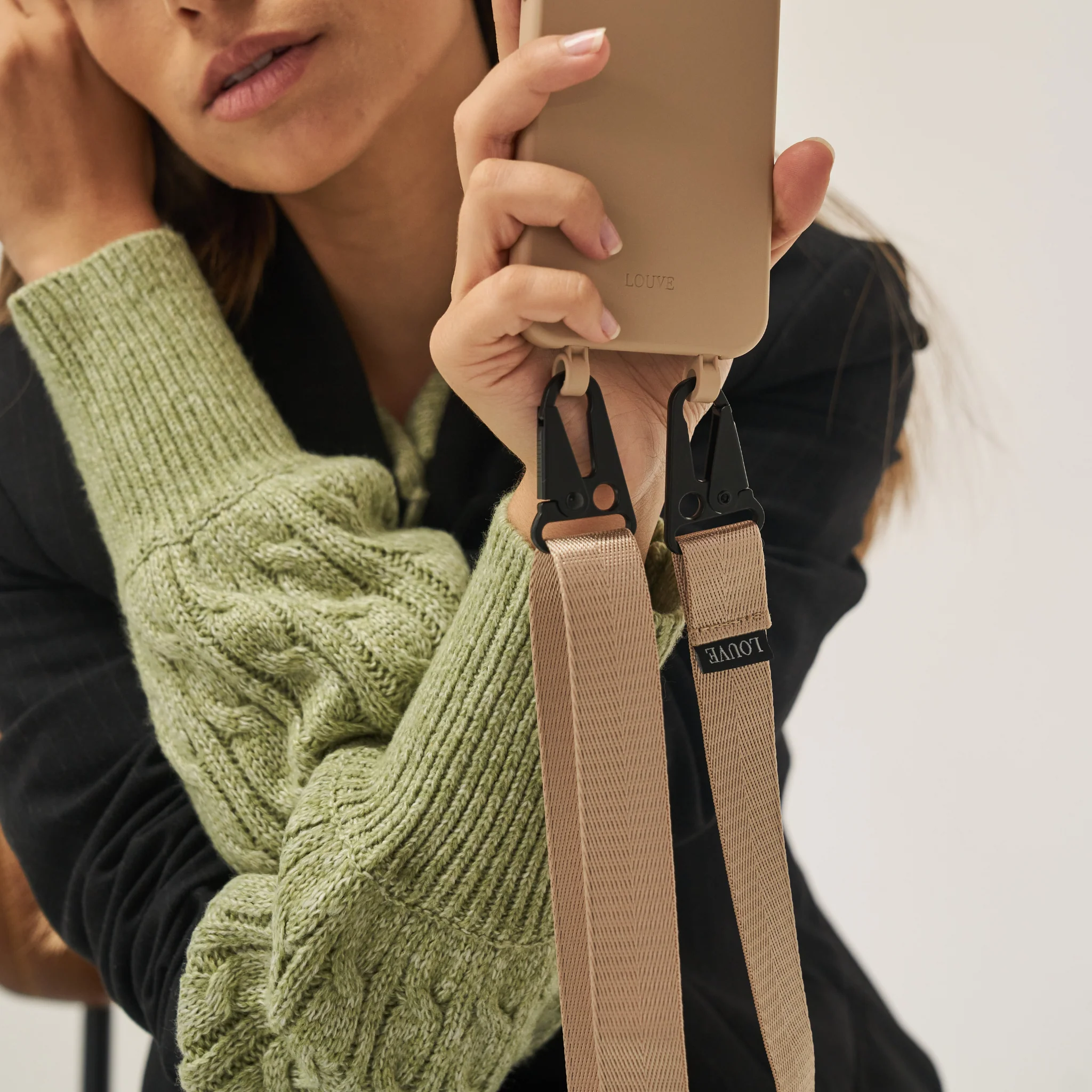 Beige Phone Case + Latte Crossbody Lanyard - Image 4