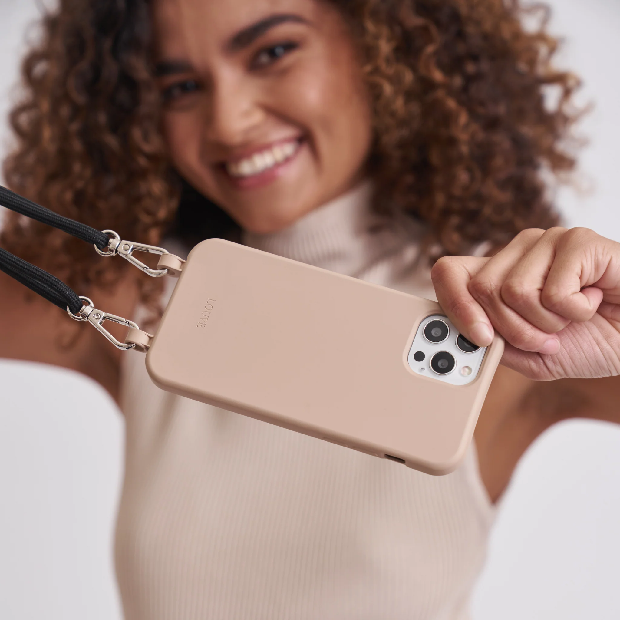 Beige Phone Case + Mystique Black Crossbody Strap - Image 6