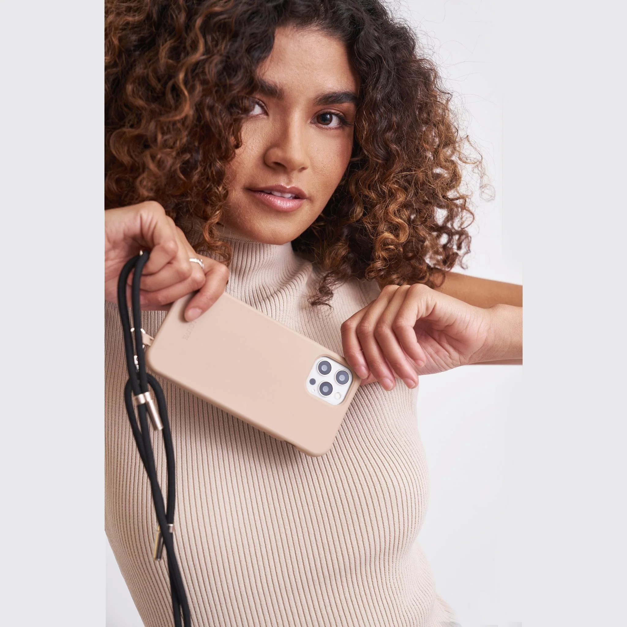Beige Phone Case + Mystique Black Crossbody Strap - Image 7