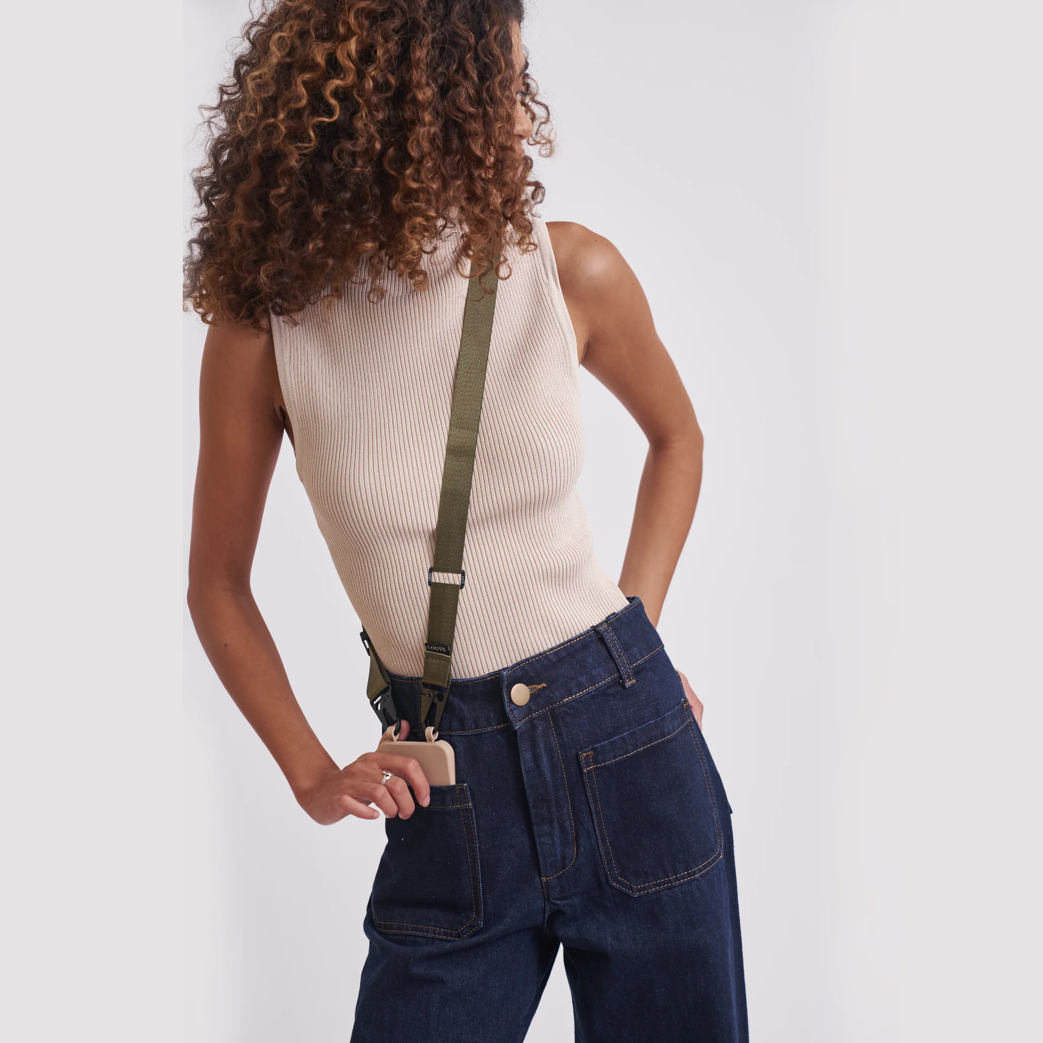 Beige Phone Case + Olive Crossbody Lanyard - Image 12