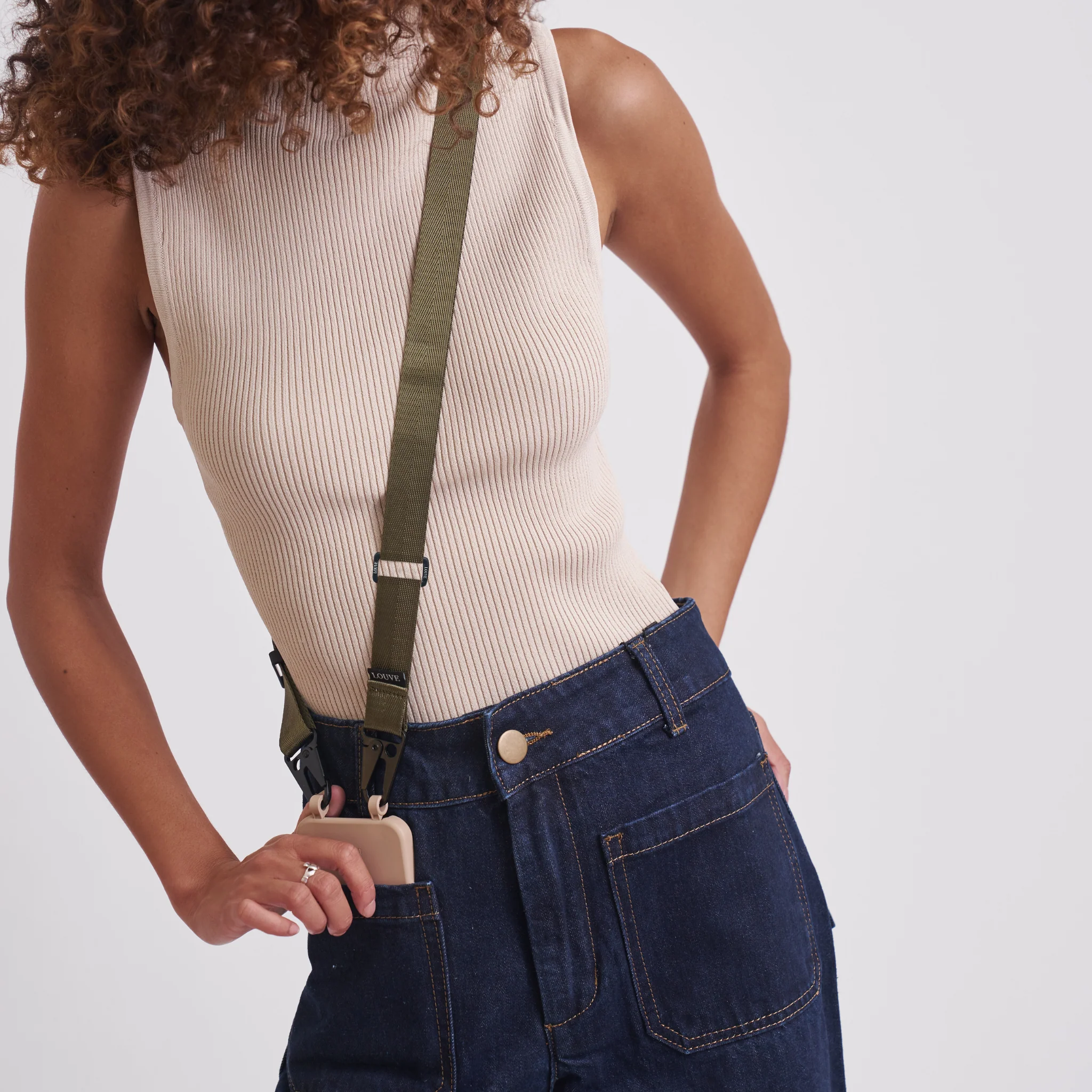 Beige Phone Case + Olive Crossbody Lanyard - Image 13