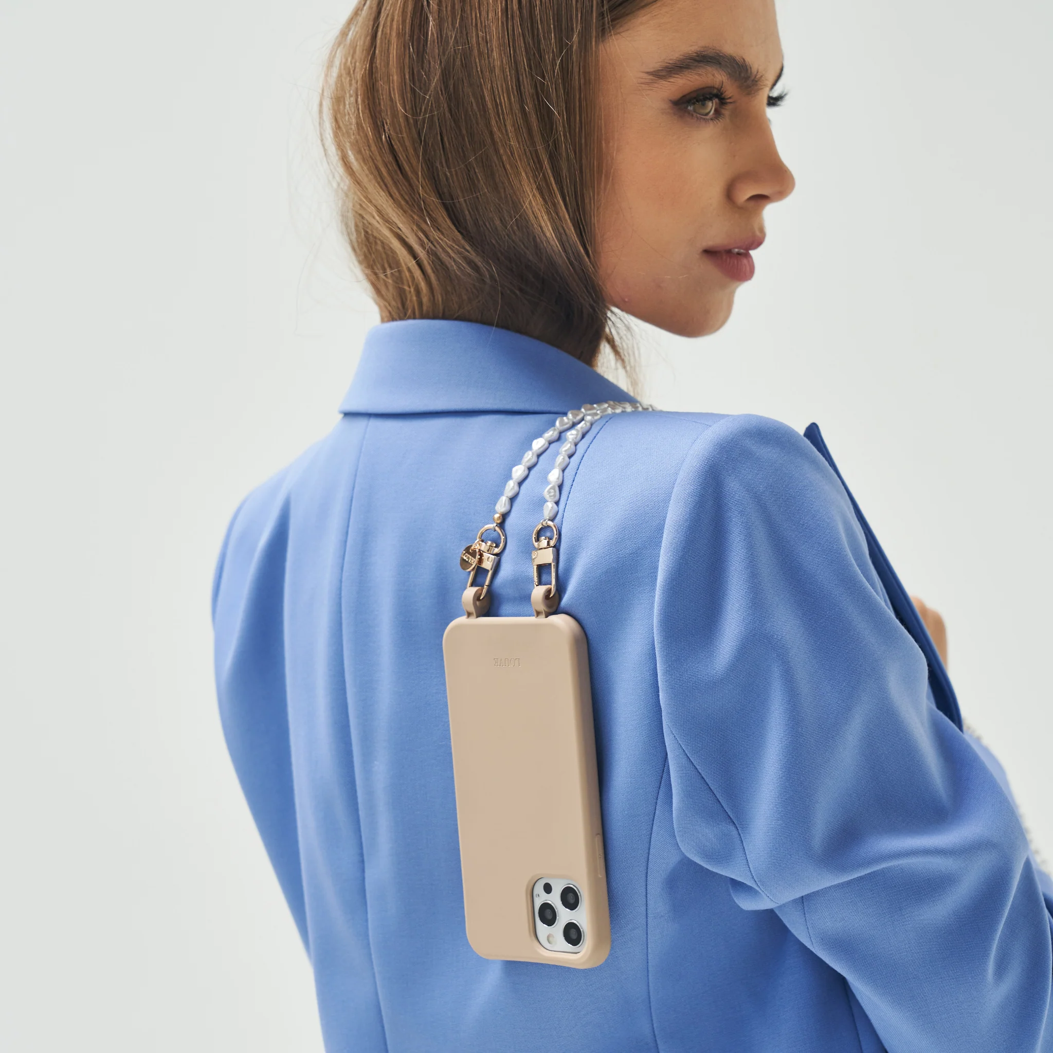 Beige Phone Case + Pearl Chain - Image 6