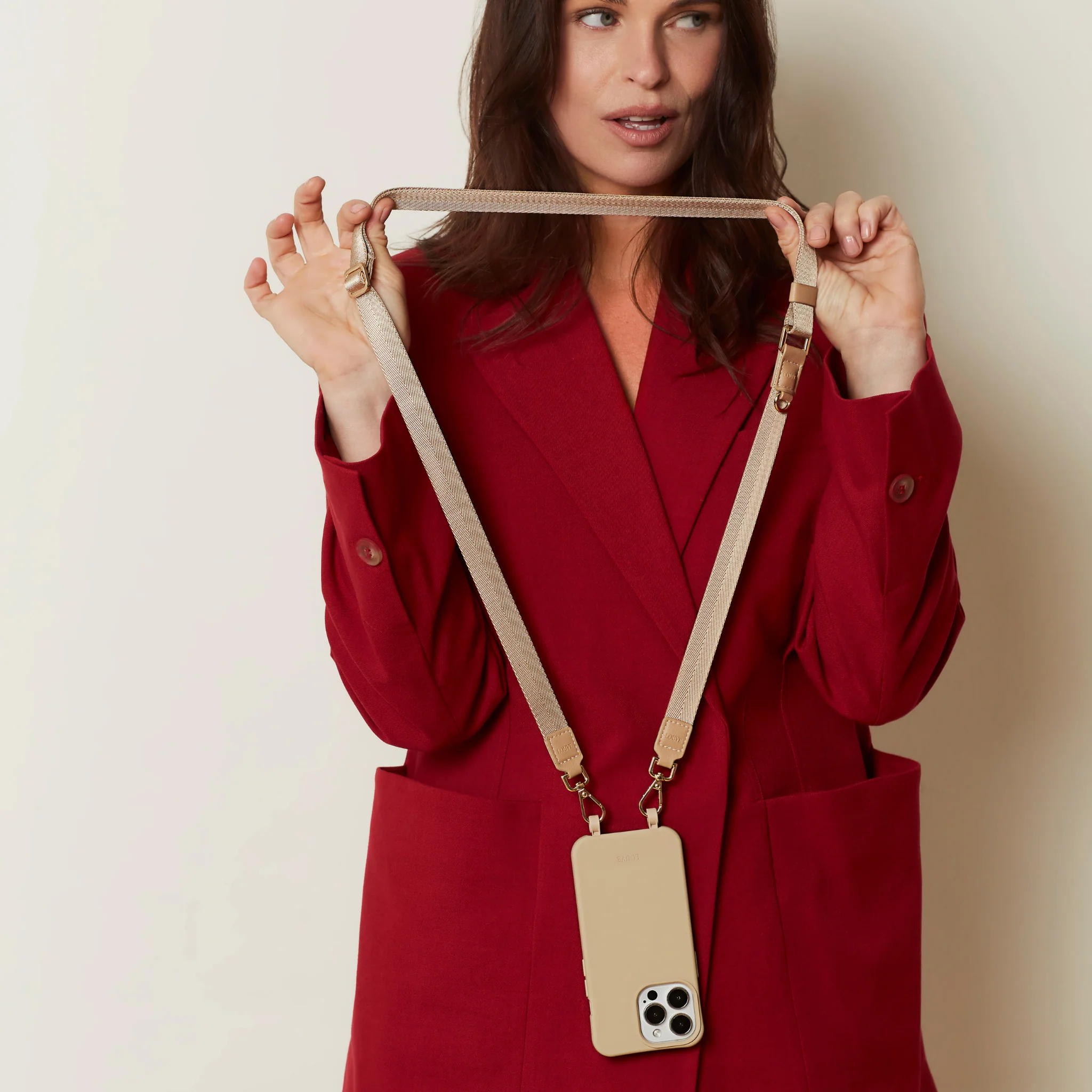 Beige Phone Case + Beige Vera Lanyard - Image 14