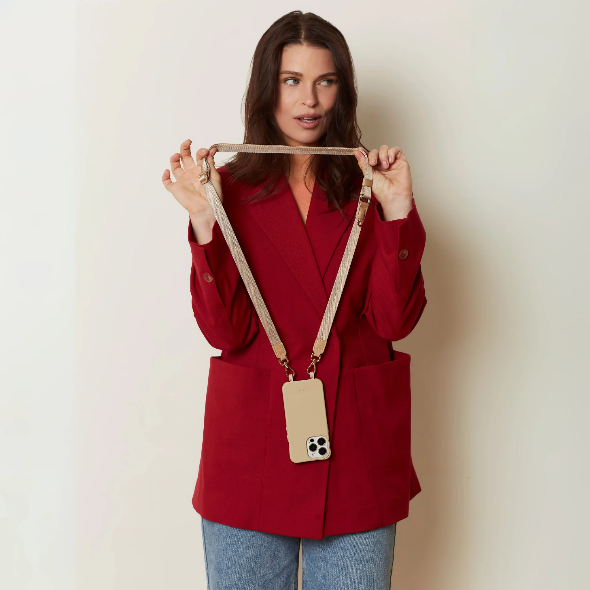 Beige Phone Case + Beige Vera Lanyard - Image 17