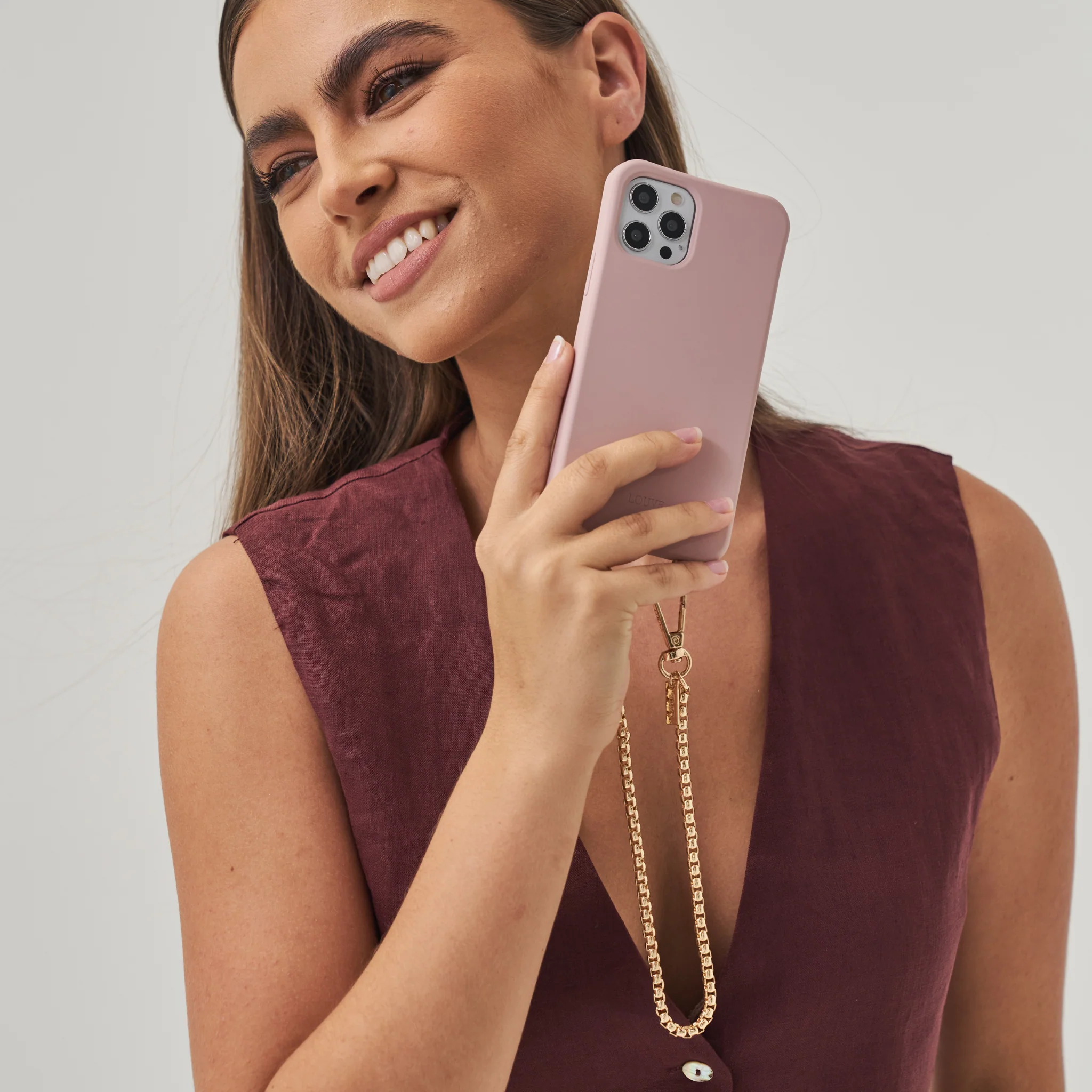 Dusty Pink Phone Case + Gaia Gold-Plated Wristlet  - Image 3