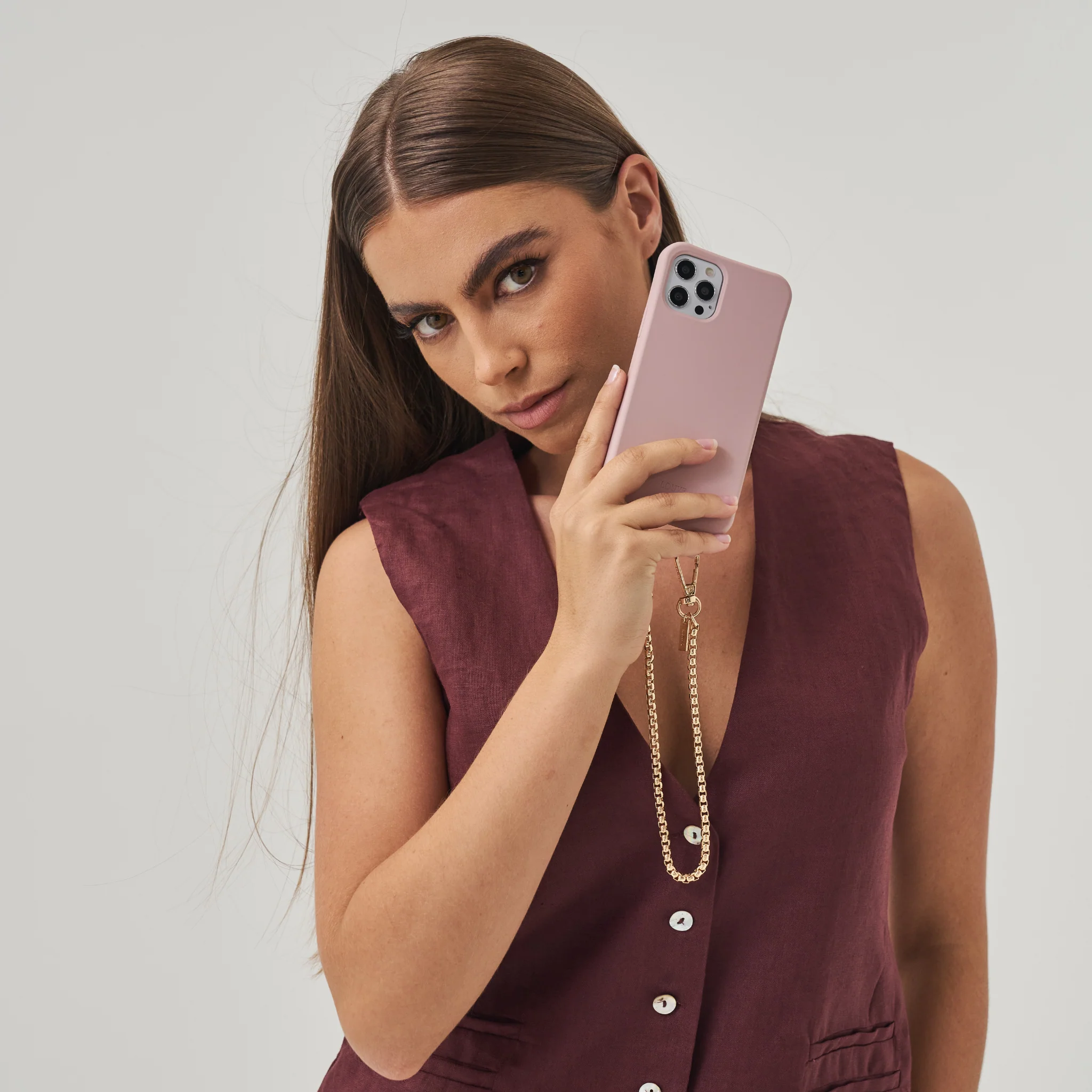 Dusty Pink Phone Case + Gaia Gold-Plated Wristlet  - Image 4