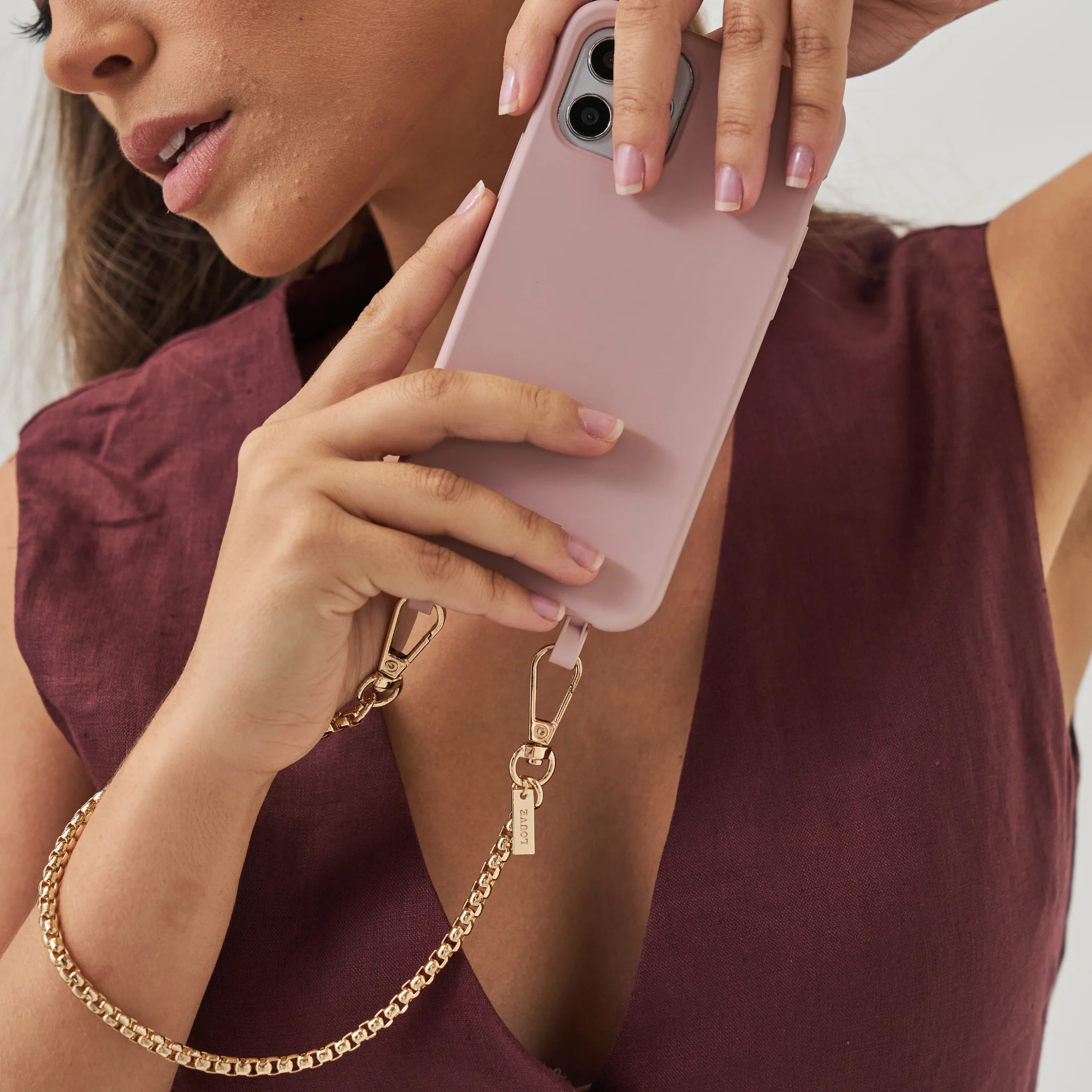 Dusty Pink Phone Case + Gaia Gold-Plated Wristlet  - Image 5