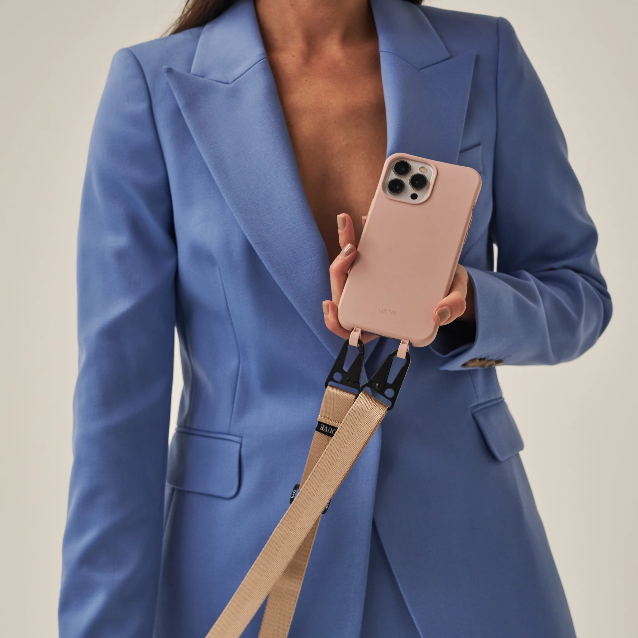 Dusty Pink Phone Case + Latte Crossbody Lanyard - Image 5