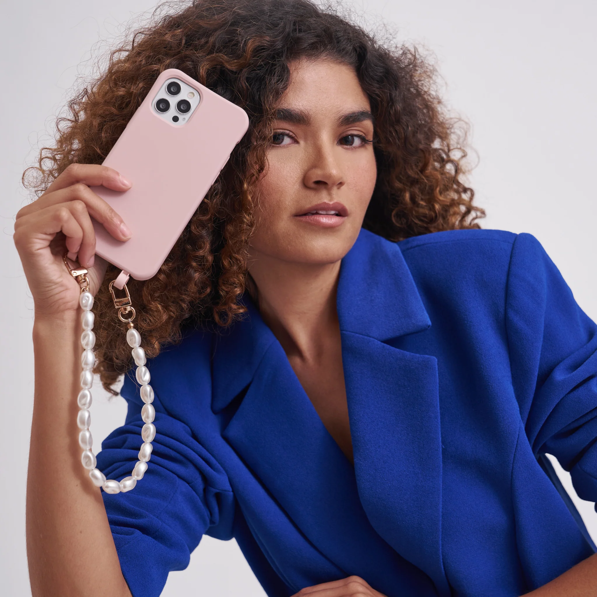 Dusty Pink Phone Case + Pearl Wristlet - Image 3