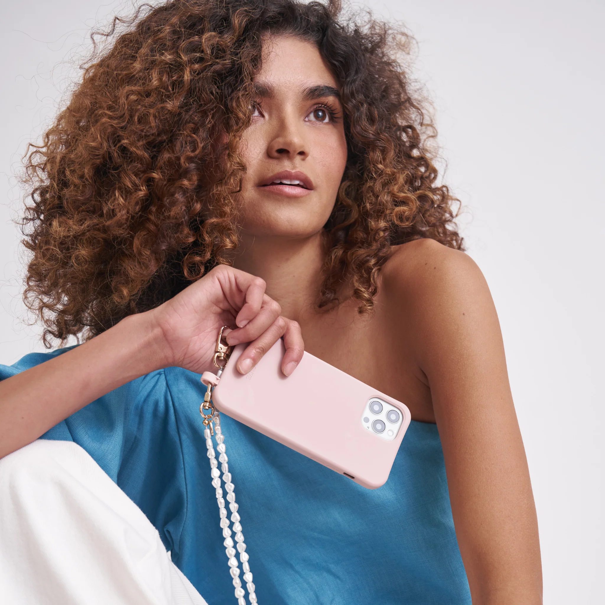 Dusty Pink Phone Case + Pearl Phone Chain + Pearl Wristlet - Image 6