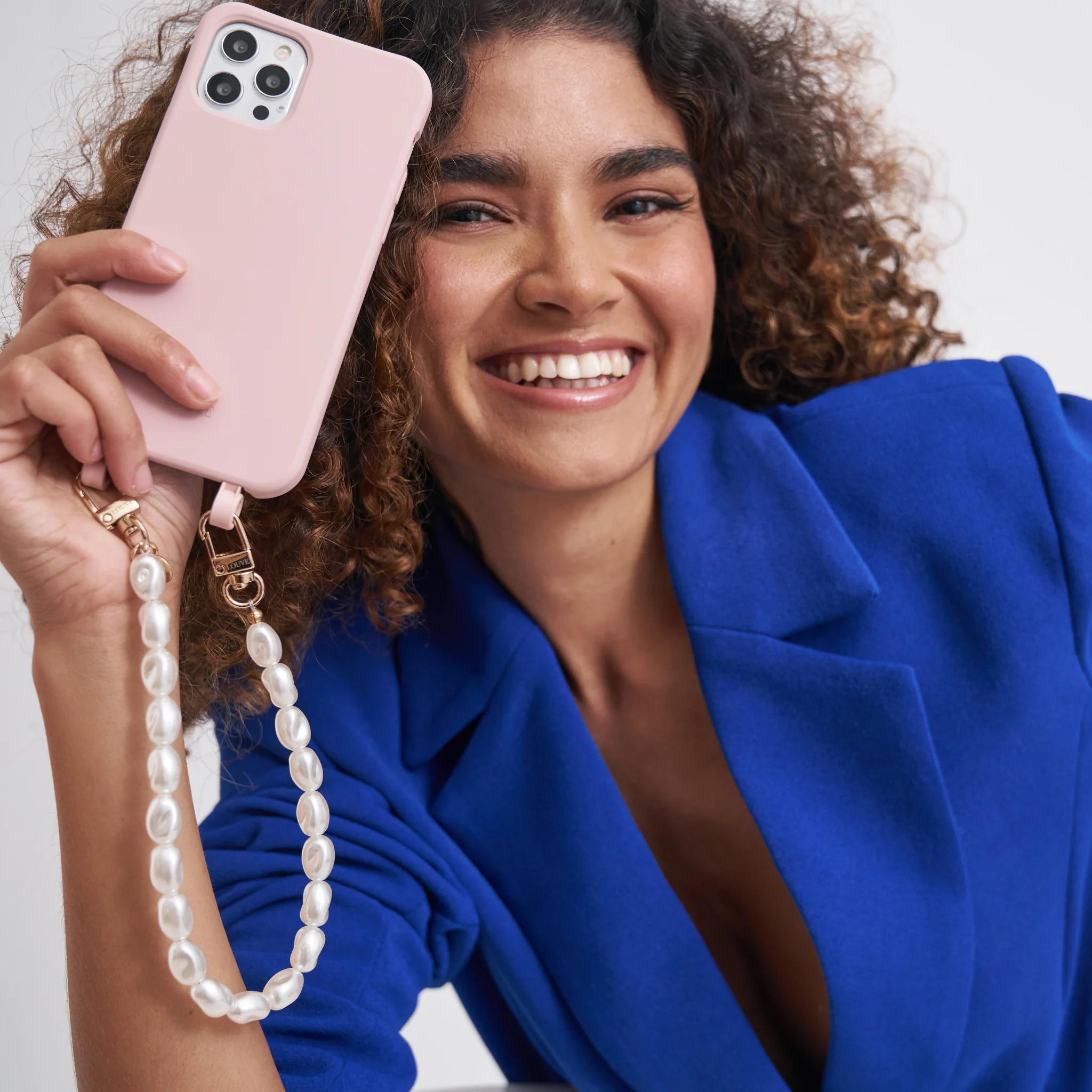 Dusty Pink Phone Case + Pearl Phone Chain + Pearl Wristlet - Image 8