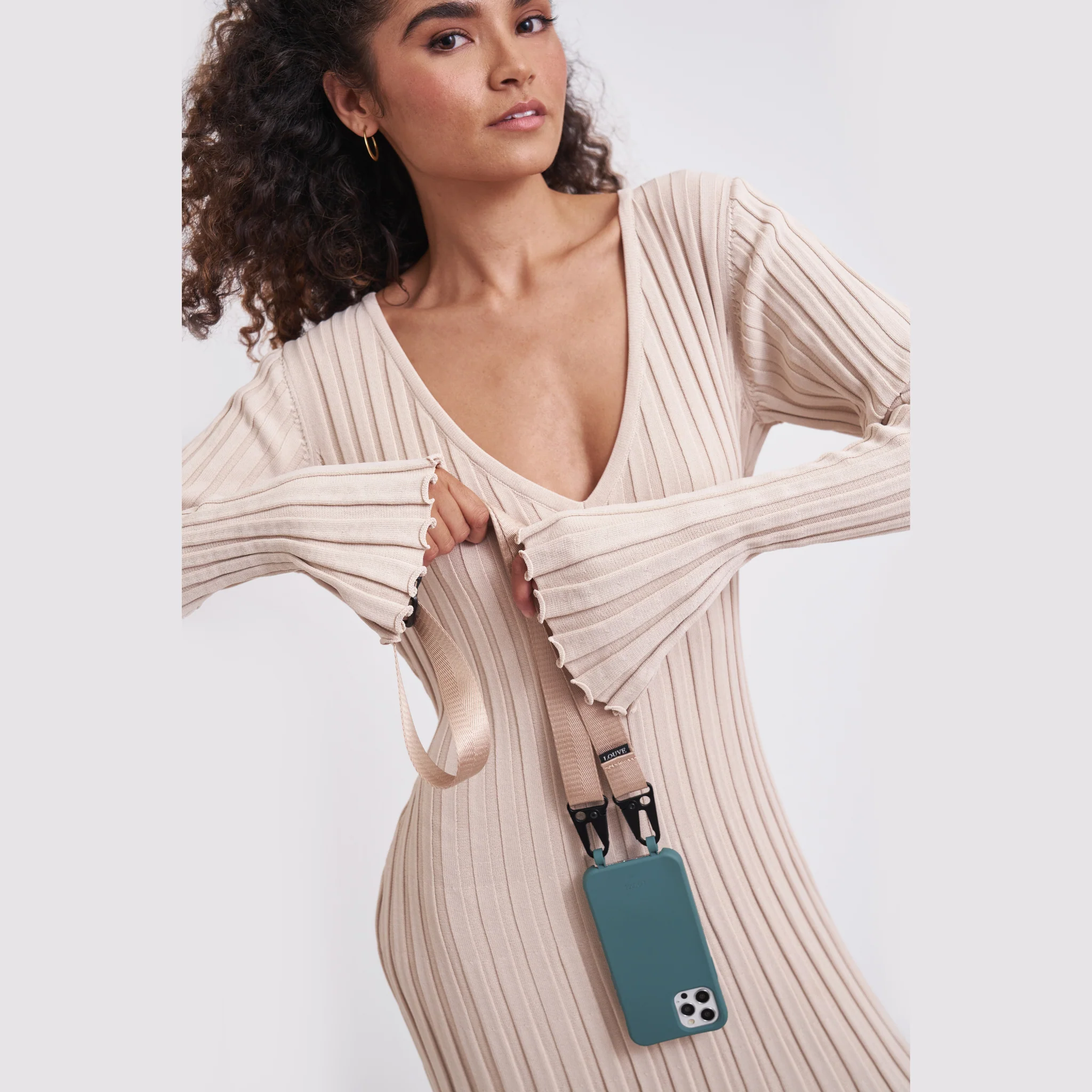 Green Phone Case + Nude Crossbody Lanyard - Image 2