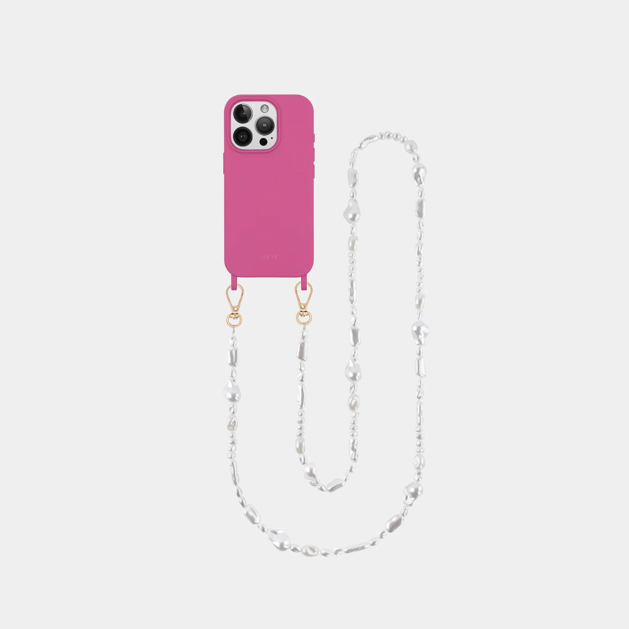 Hot Pink Phone Case + Moon Pearl Chain