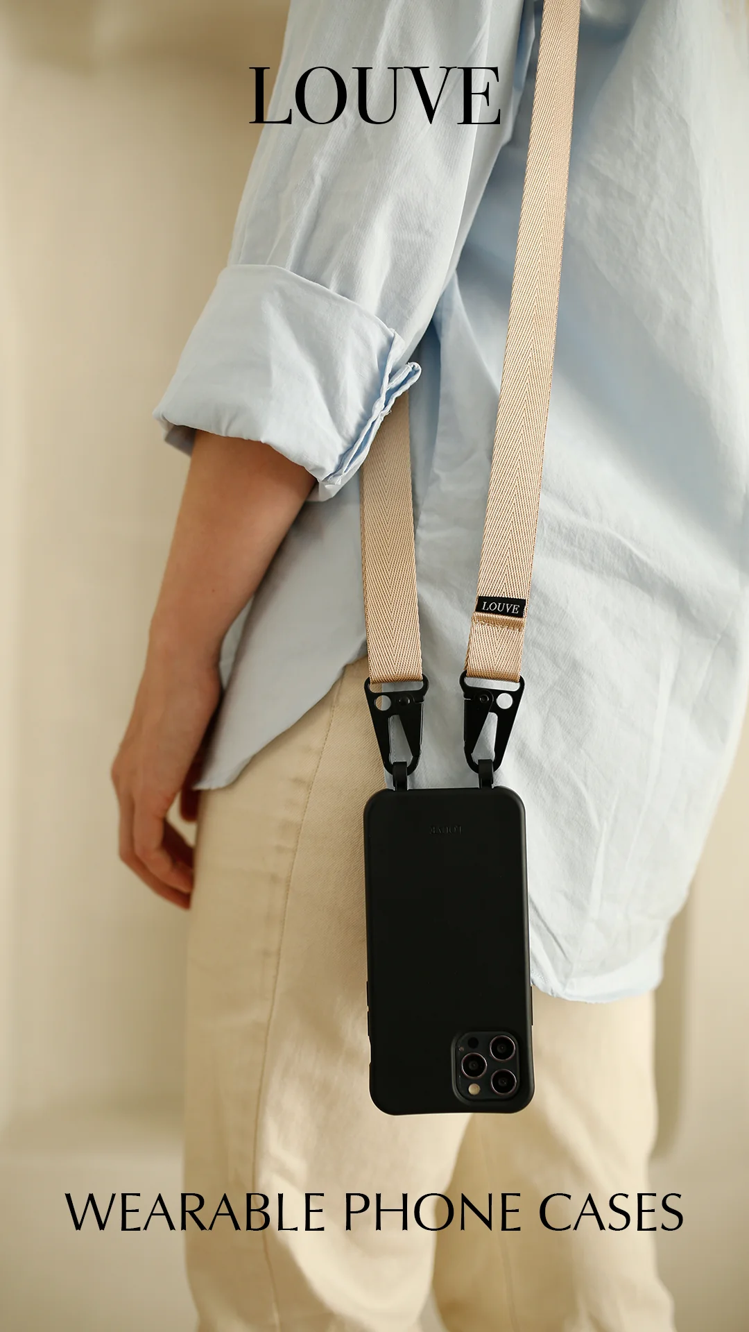 Black Phone Case + Latte Crossbody Lanyard - Image 14