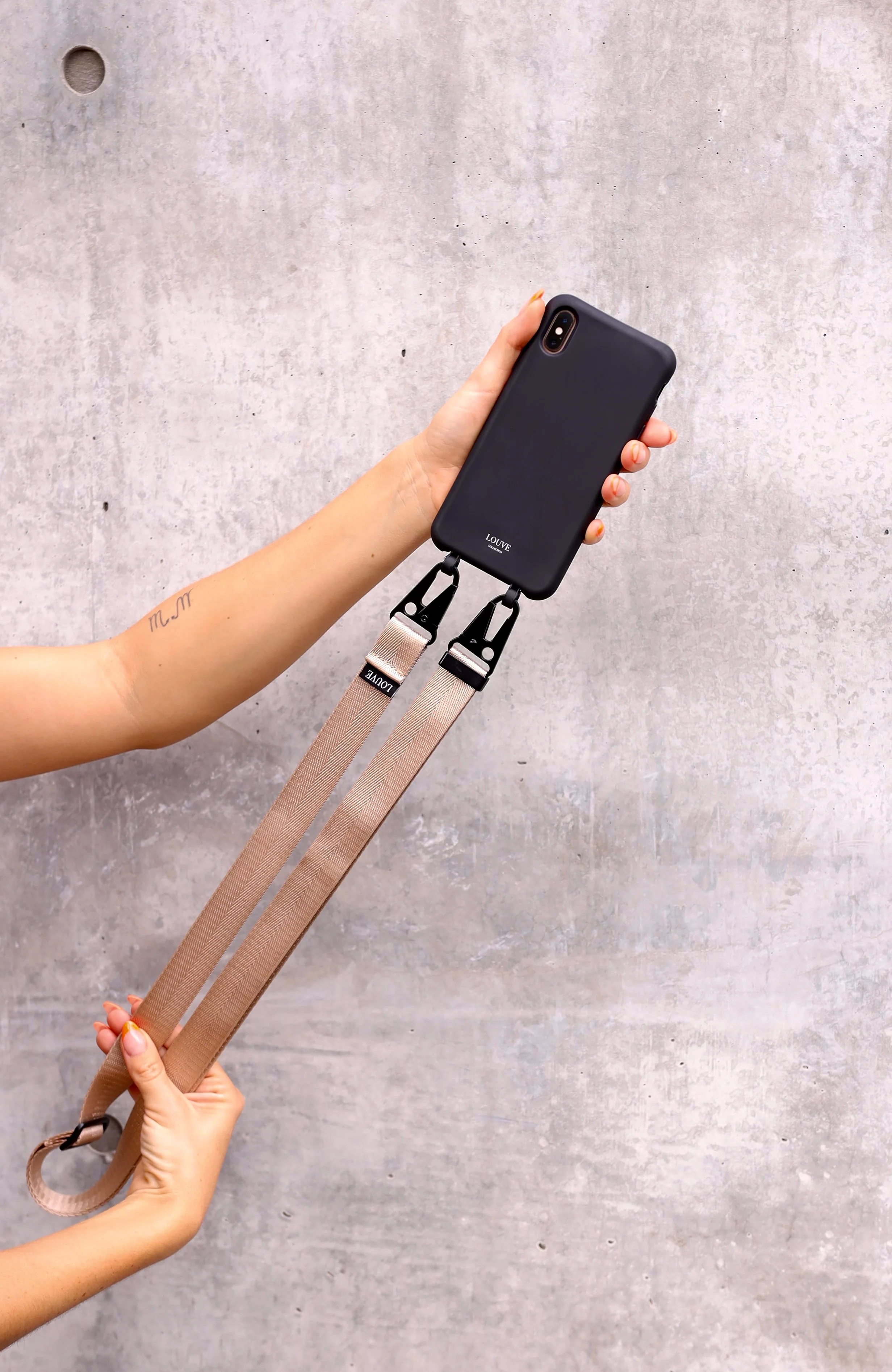 Black Phone Case + Latte Crossbody Lanyard - Image 5