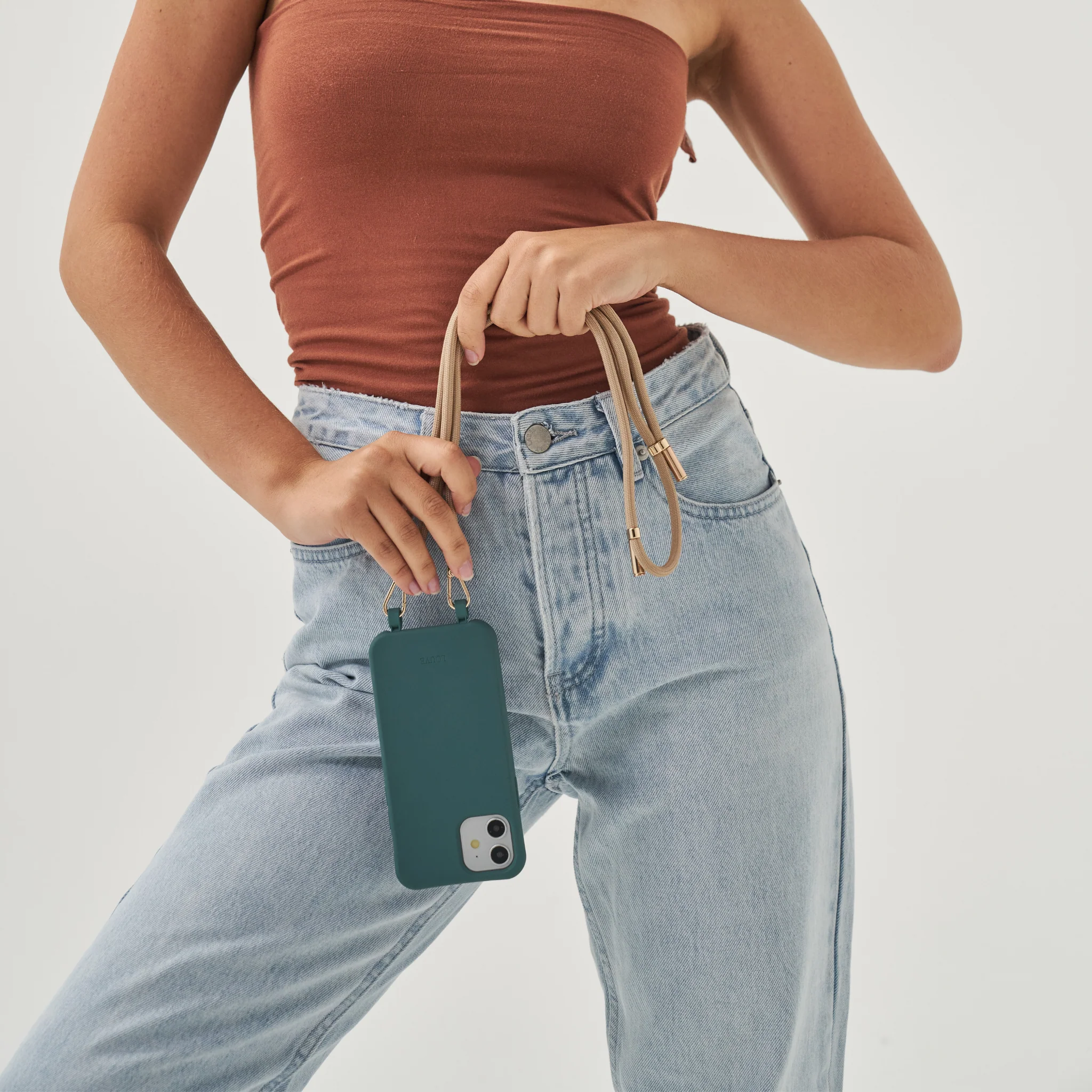 Pine Green Phone Case + Bisque Beige Strap - Image 3