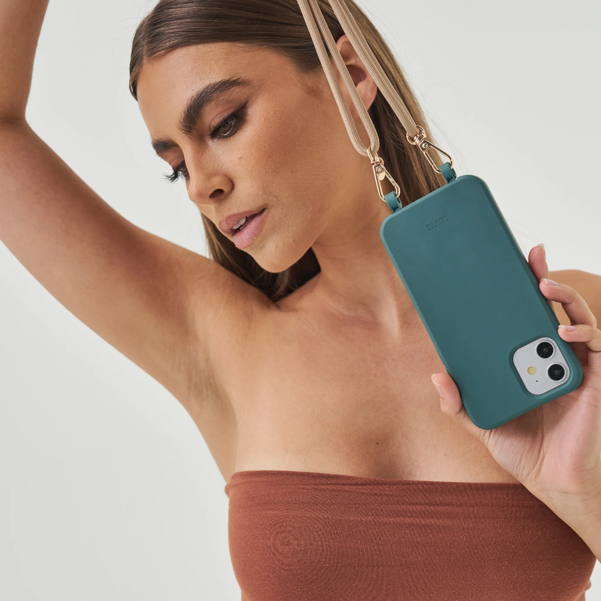 Pine Green Phone Case + Bisque Beige Strap - Image 7