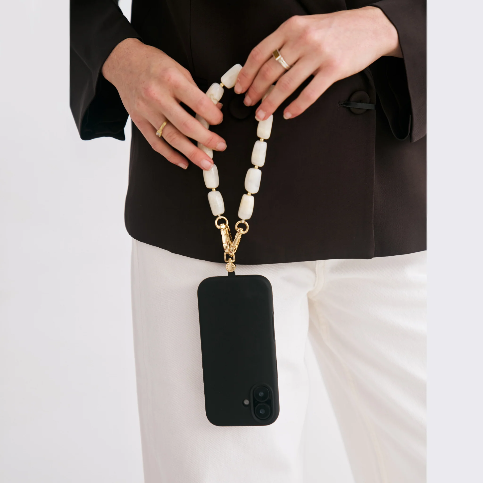 Silicone Black Case + Universal Patch + Abbey Off-White Wristlet - Image 6