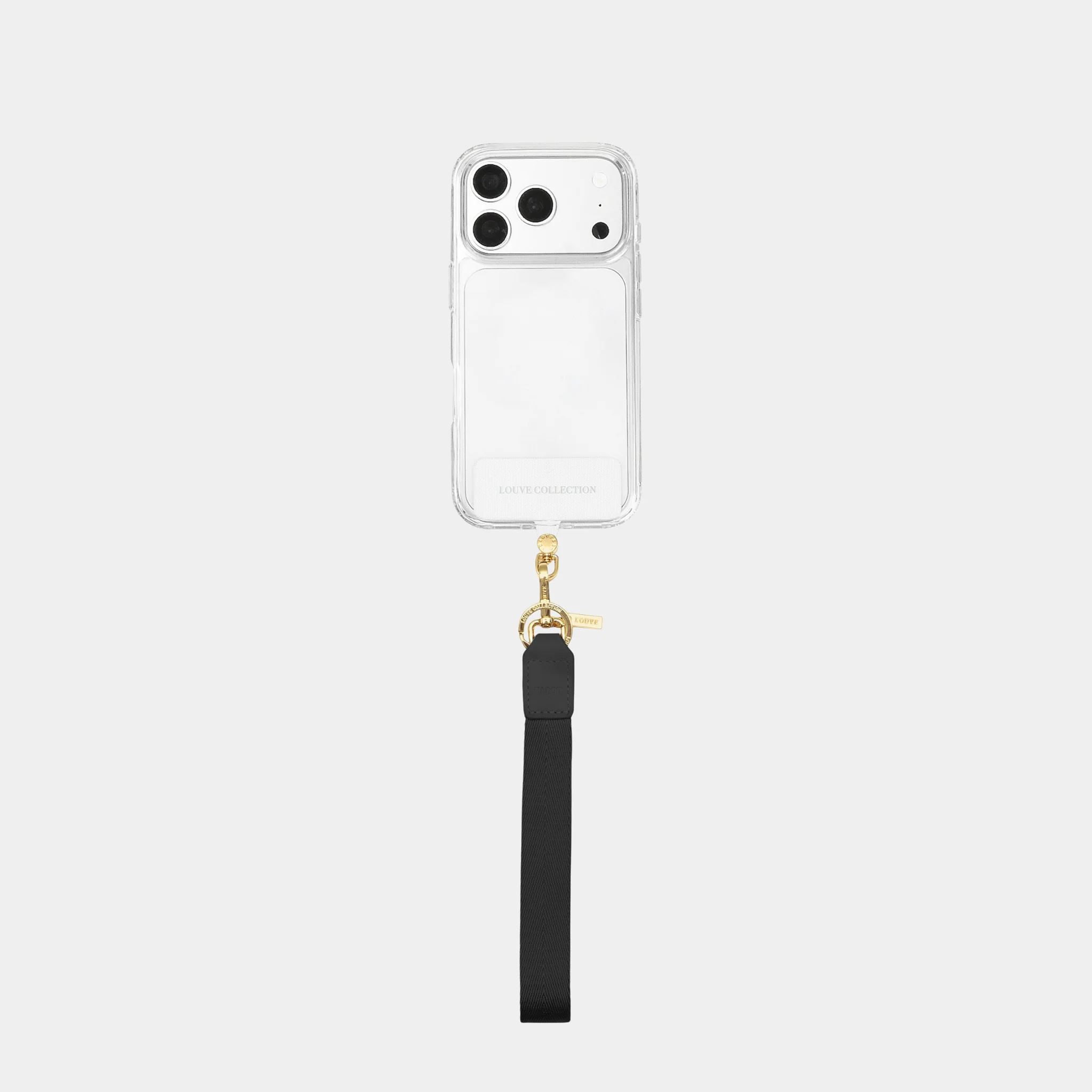 Clear case + Universal Strap + Vera Black Keychain