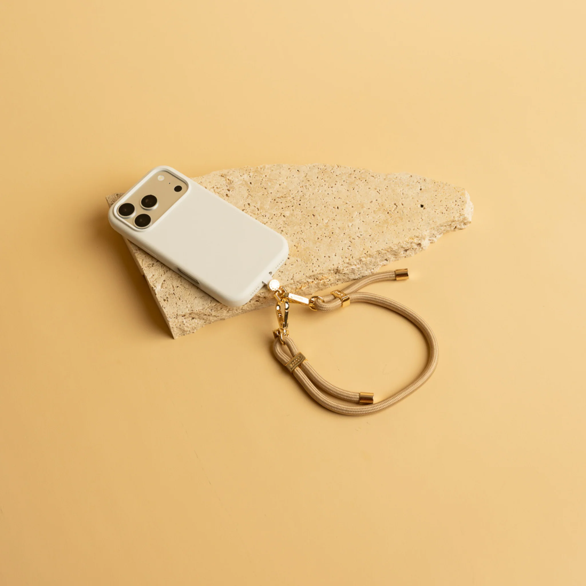 Universal Phone Strap Connector + Bisque Beige Wristlet - Image 11