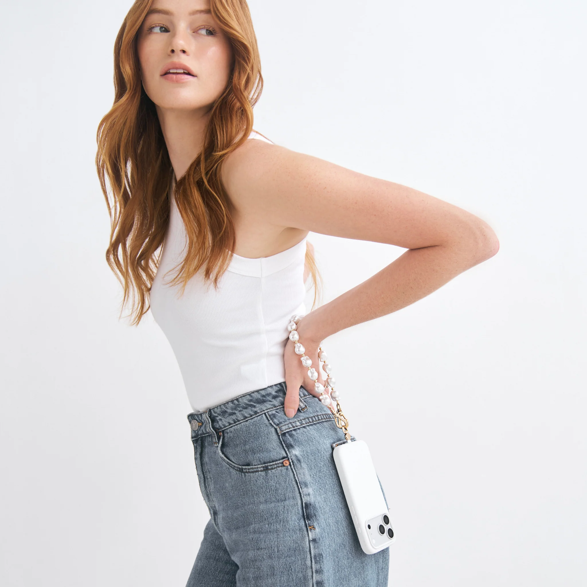 Universal Phone Strap Connector + Daisy Pearl Wristlet - Image 8