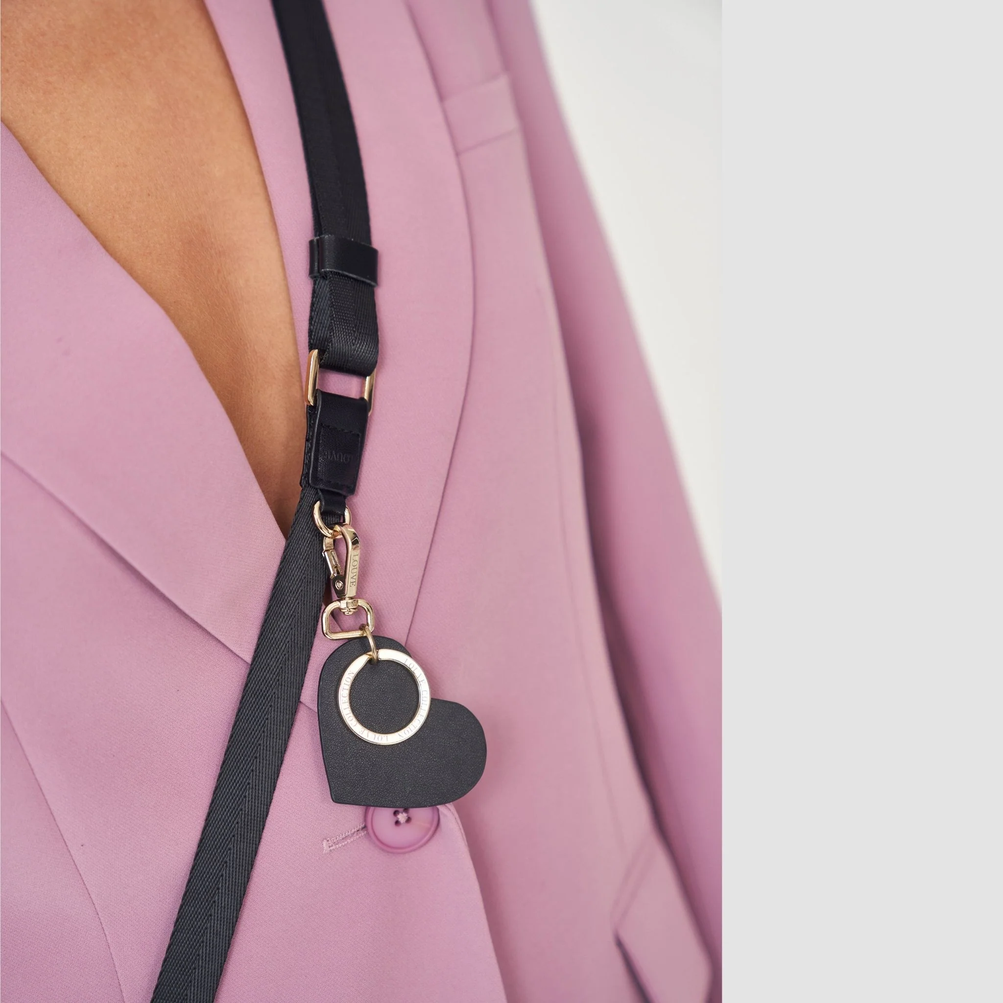 Vera Black Leather & Nylon Crossbody Phone Lanyard - Image 12