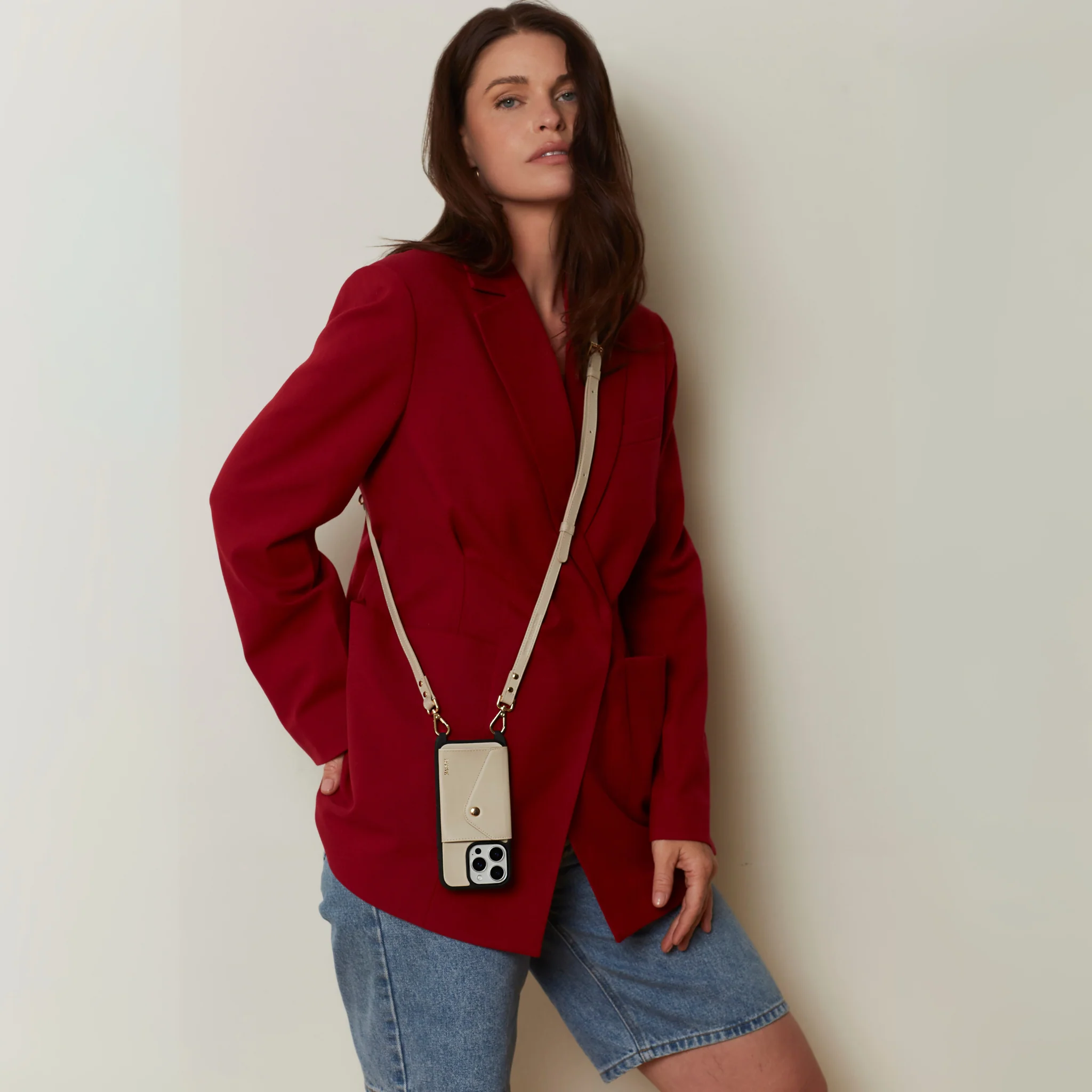 Zoe Bone Leather Phone Case Wallet & Crossbody Strap - Image 19